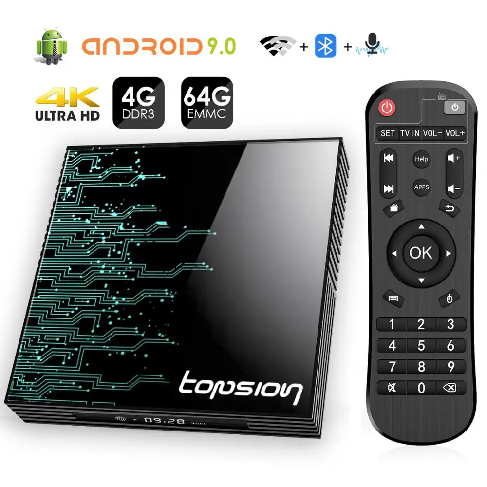 

Android TV Box 9.0 4GB 64GB 4K H.265 Media Player 3D Video Google Assistant Netflix 2.4G 5GHz Wifi Bluetooth Smart TV Box