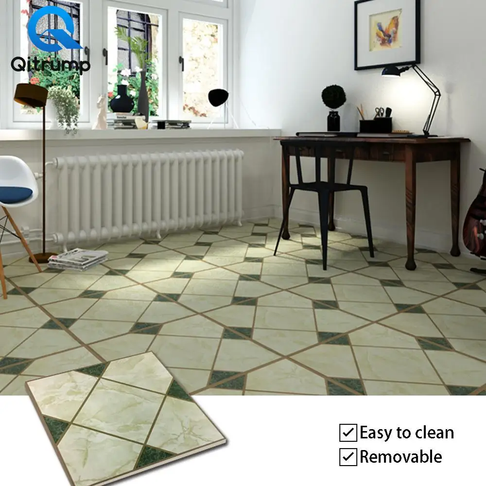 5/8pcs DIY Modern Style Floor Sticker Wood Geometric Pattern PVC Waterproof Self-adhesive Wallpapers Kitchen Bathroom Home Decor