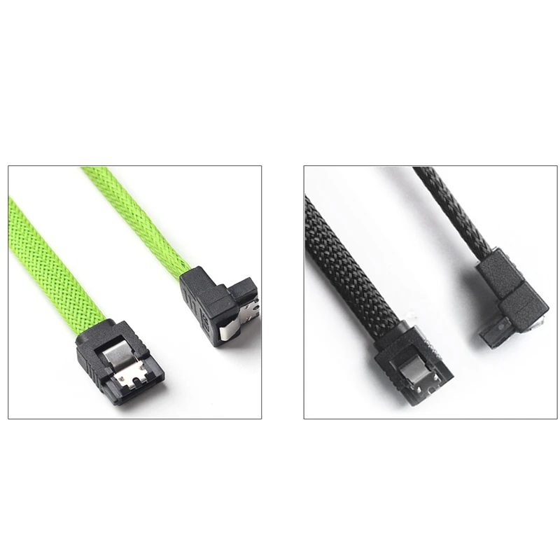2 шт 50 см SATA 3,0 III SATA3 7Pin кабель для передачи данных под прямым углом 6 ГБ/сек. SSD Кабели HDD жесткий диск шнур для передачи данных с нейлоновыми рукавами, Зеленый& B