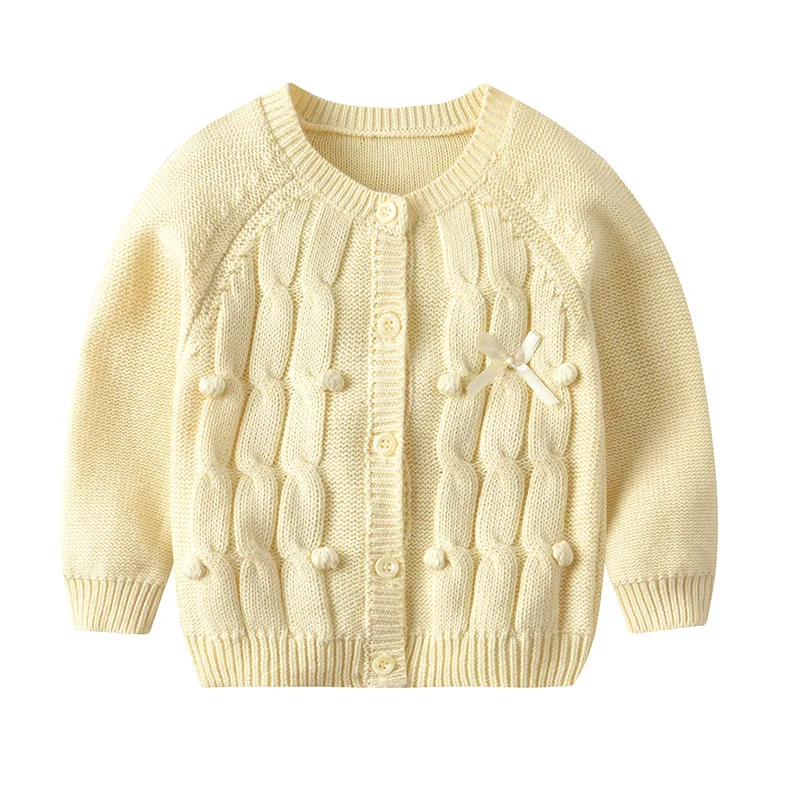 

Europe And America Girls Cardigan Sweater 2019 New Style CHILDREN'S Sweater Baby Sweater Coat Pure Cotton