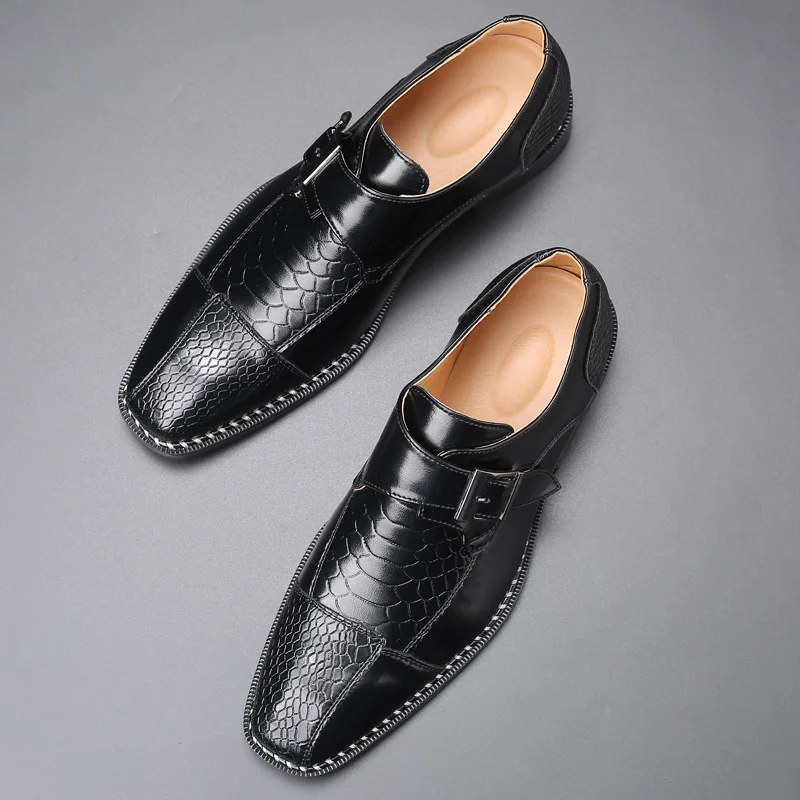 Mens Leather Shoes Business Formal Dress Wedding Oxfords Buckle Slip On Loafers