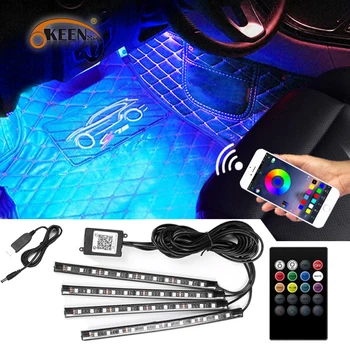Led Auto Interieur Sfeer Voet Licht Ambient Lamp Met Usb Draadloze Afstandsbediening Muziek Controle Meerdere Modi Decoratieve Verlichting Led Auto Interieur Sfeer Voet Licht Ambient Lamp Met Usb Draadloze Afstandsbediening Muziek Controle Meerdere Modi Decoratieve Verlichting