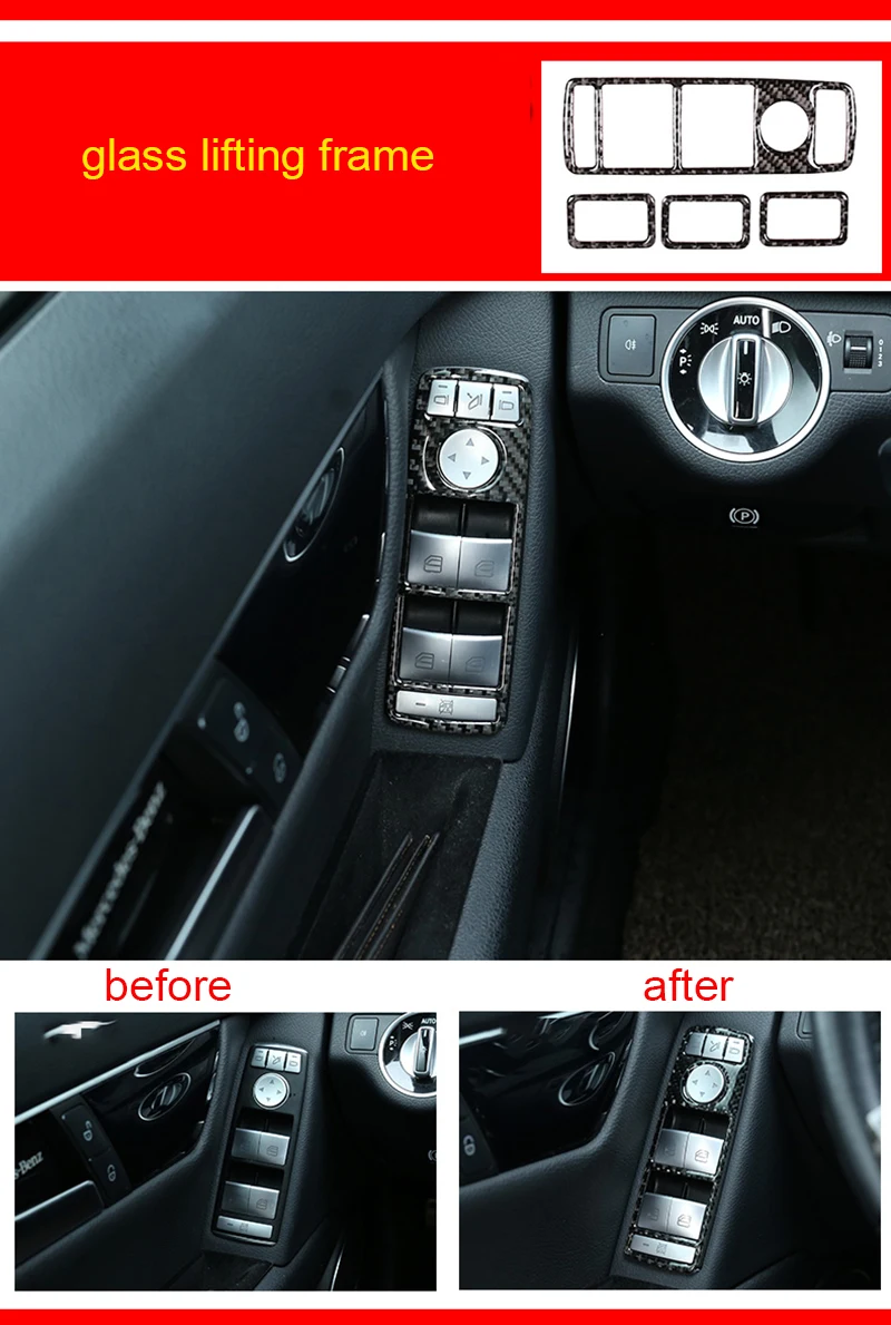 

Для Mercedes Benz C 2008-2014 рамка кнопки подъема из углеродного стекла 4 шт.