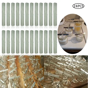 

MILIVAIXAY 24Pcs/Pack Stainless Steel Candle Wick Holders Metal Candle Wick Centering Device Wick Bar for Candle Making