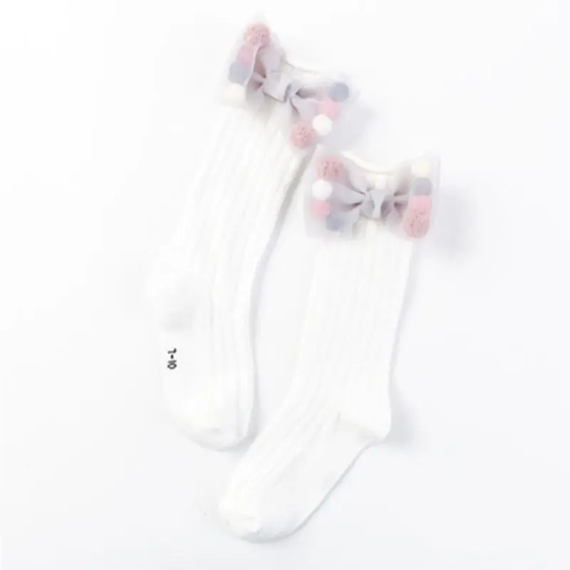 Новые носки принцессы без пятки для маленьких детей милые носки из органзы с бантом для девочек детские носки без пятки средней длины - Цвет: Белый