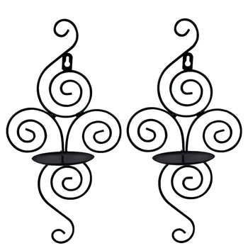 

HOT Rustic Metal Wall Hanging Candle Holders, Living Room Decor, Home Decor, Weddings, Events, Black(2Pcs)