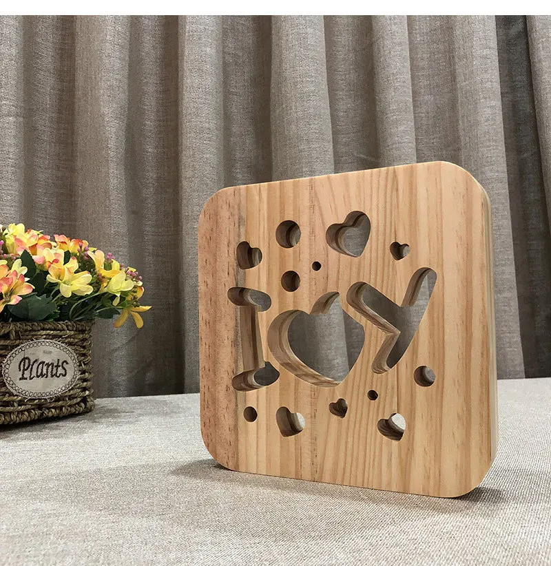 3D Wooden Night Light I Love You Design LED Warm White USB Table Desk Lamp For Valentine's Day Gift Home Bedroom Club Decoration (2)