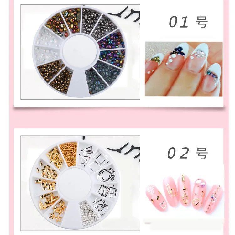 Manicure Hollow out Alloy Nail Decorations Hollow out Metal Rivet Nail Patch Crystal Rhinestone Symphony Pearl Mixed