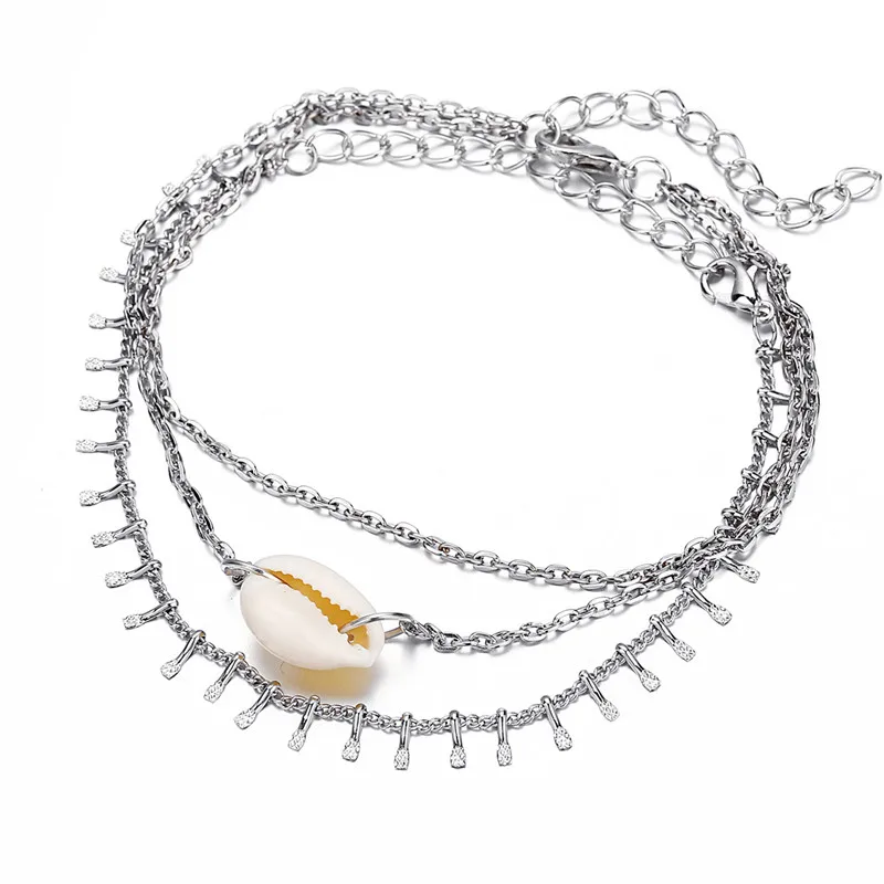 Wukalo BOHO браслеты для женщин Серебряный цвет винтажный многослойный амулет ножной браслет на ногу богемные ювелирные изделия