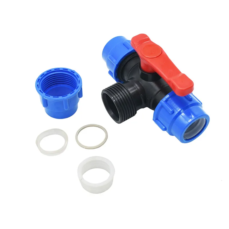 수도관 플라스틱 볼 밸브, 1 1.2 1.5 3 방향 퀵 커넥터, T형 PVC PE 고속 연결, 32mm, 40mm, 50mm, 1 개