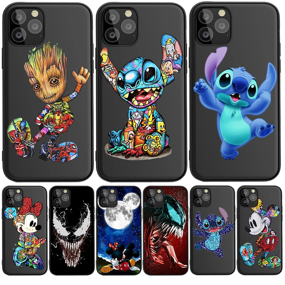 

stitch cartoon Shockproof Bumper Transparent Silicone Phone Case For iPhone 7 11 xr Clear protection Cover funda coque fashion
