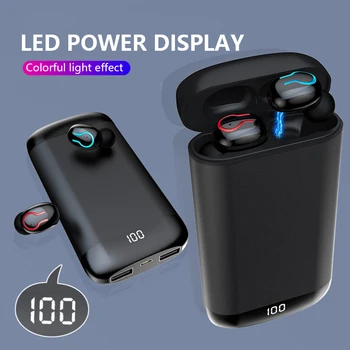 

New Fahsion Q66 TWS Sports Waterproof Headsets Wireless Earbuds V5.0 Bluetooth Earphones 6000mAh Power Bank Wireless Earphone