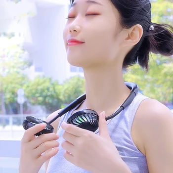 

3 Speed Hanging Neck Fan Mini Portable USB Charging Small Fan With Light Cold Fan Hands Free Neck Hanging Fan Summer Cooler