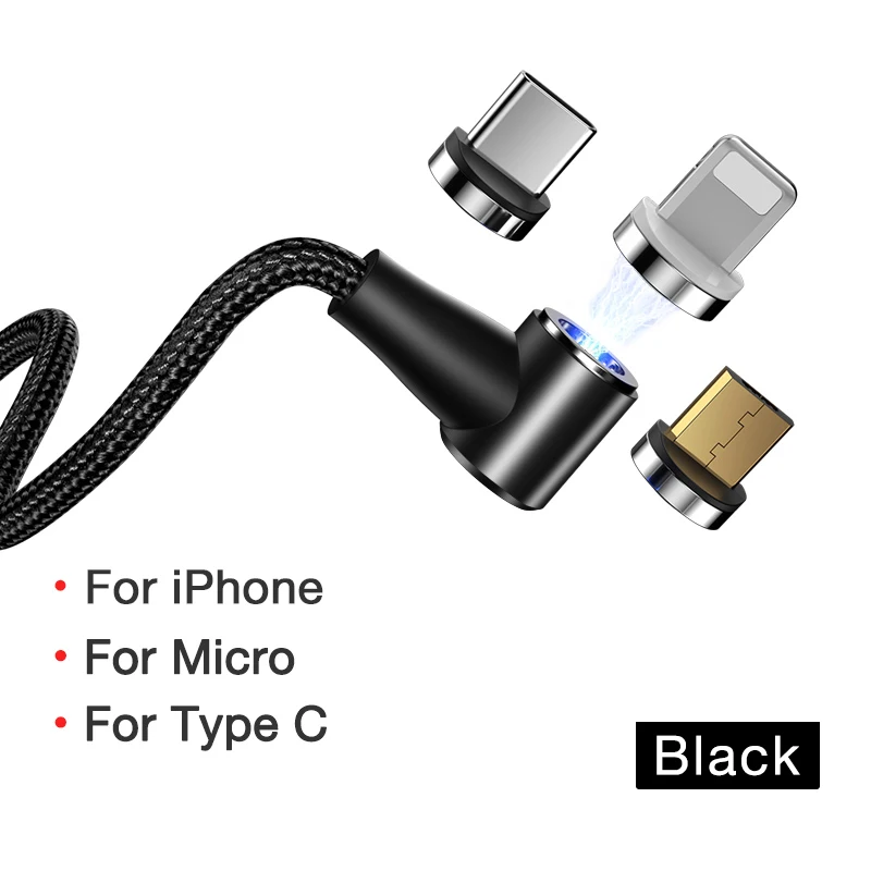 Cafele QC3.0 Магнитный usb-кабель для iPhone зарядное устройство Micro USB type C кабель провод для huawei Xiaomi samsung телефон зарядный шнур - Цвет: Black for 3 in 1