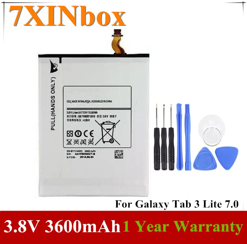 

7XINbox 3,8 V 3600mAh EB-BT115ABC EB-BT111ABC Аккумулятор для ноутбука Samsung Galaxy Tab 3 Lite 7,0 EB-BT111ABU SM-T110 T115
