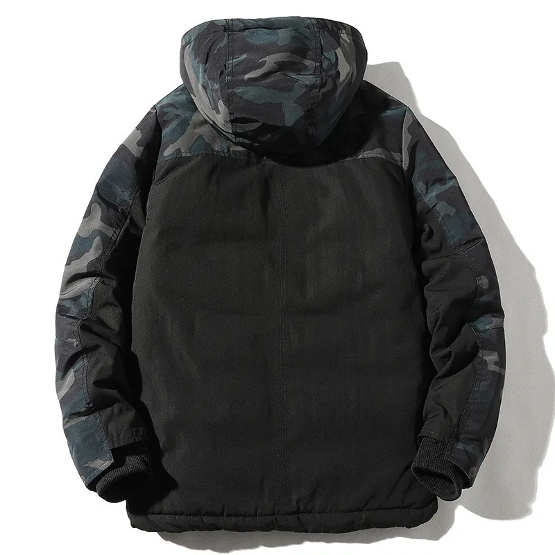 MORUANCLE Men's Winter Warm Jackets And Coats With Hood Cotton Lined Camouflage Parkas Outerwear For Man Thick Thermal Overcoat