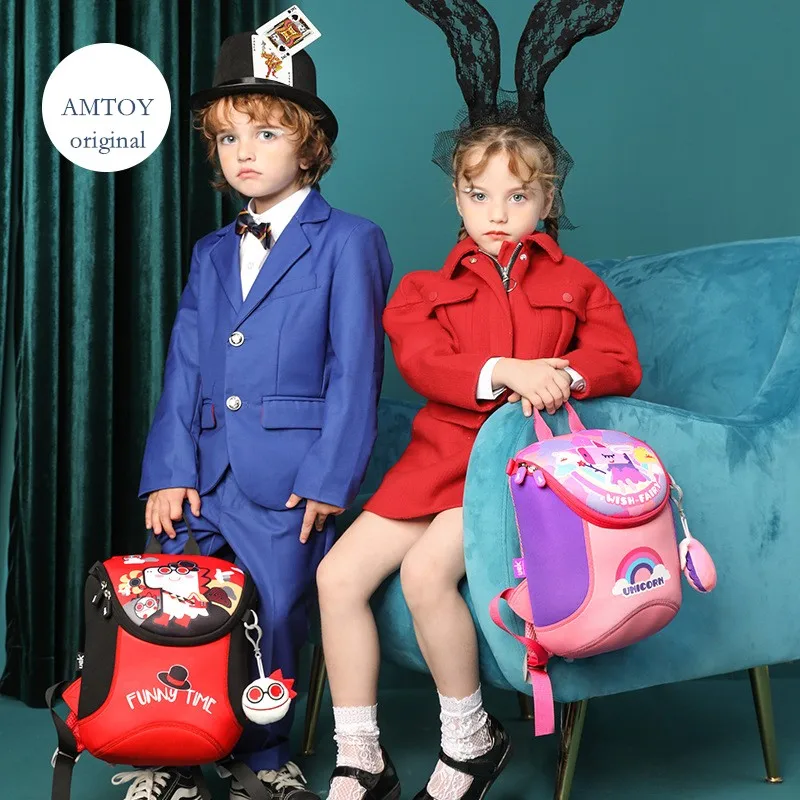 

AMTOY Unisex School Backpack Cute Book Bag For Girls Boys SBR Diving Material Lightweight Personality Kindergarten Schoolbag