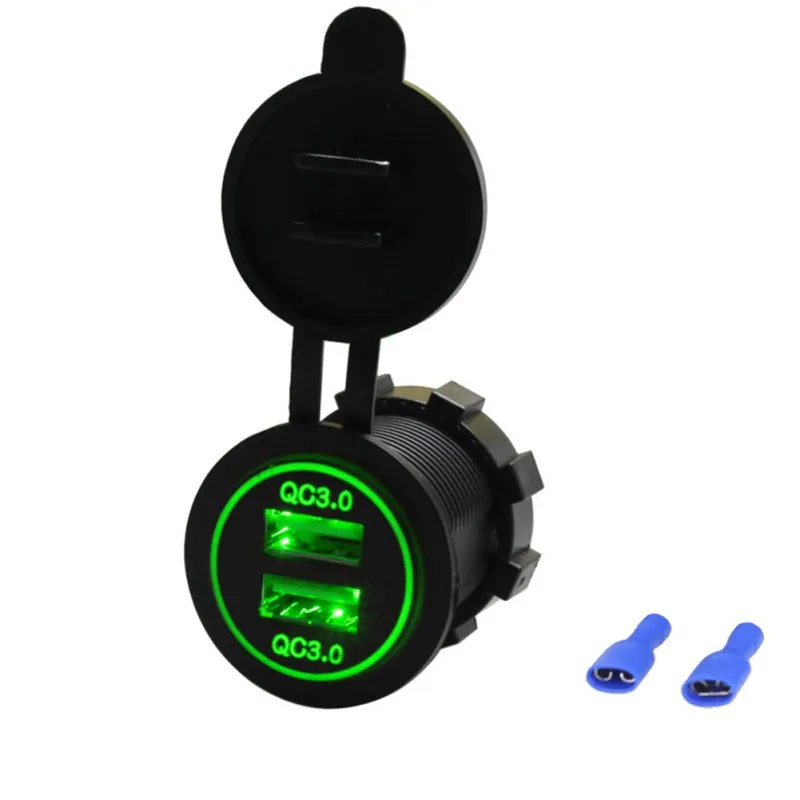 Автомобиль новое обновление Мотоцикл лодка usb зарядное устройство модификация двойной быстрой зарядки 3,0 USB зарядное устройство переходник под розетку светодиодный диафрагма 12-24 В