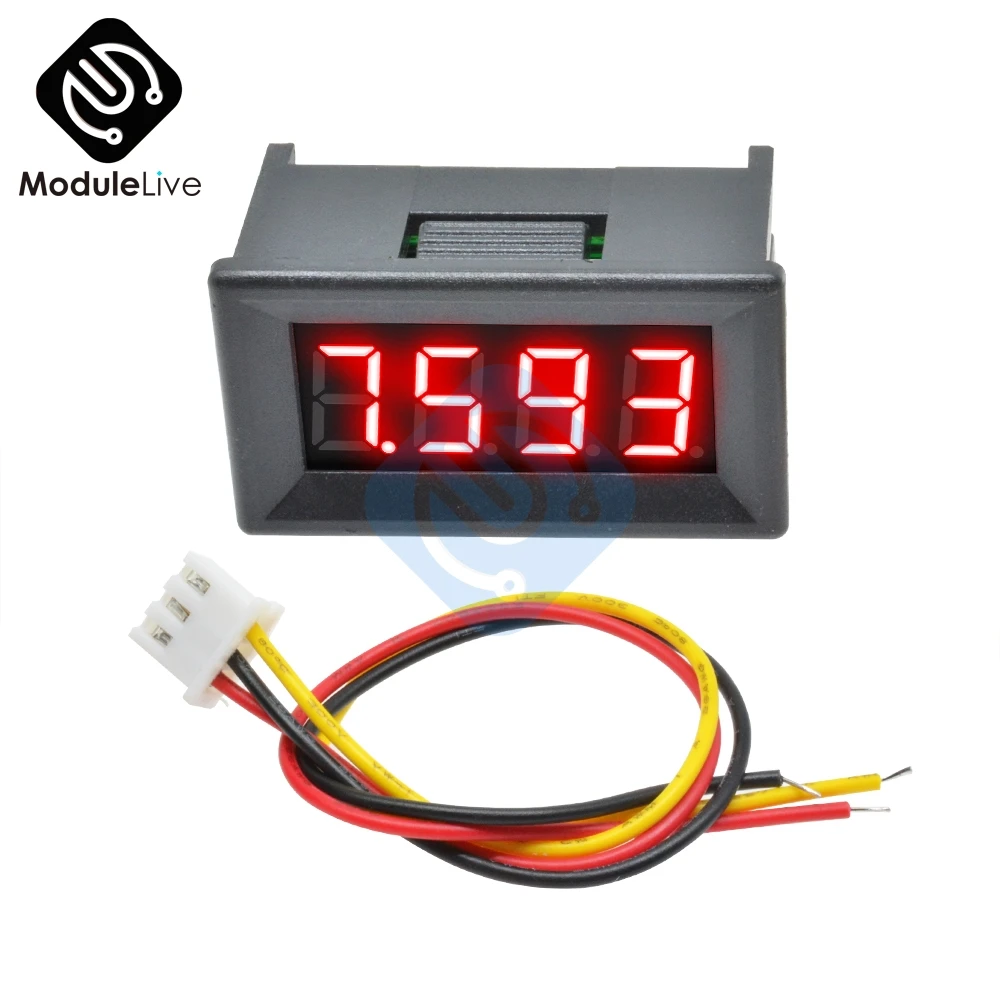 0.36 inch 0.36'' Mini Digital Voltmeter Volt Voltage Meter LED Panel Electric Voltage Tester 3 Wires 12V 24V 48V DC 0-100V 4 Bit