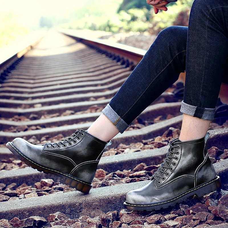 Mens Ankle Boot Martin Winter Boot Biker Boot for Men Leather Genuine Chelsea Boot Fashion Platform Boot Designer Chunky Boot 47