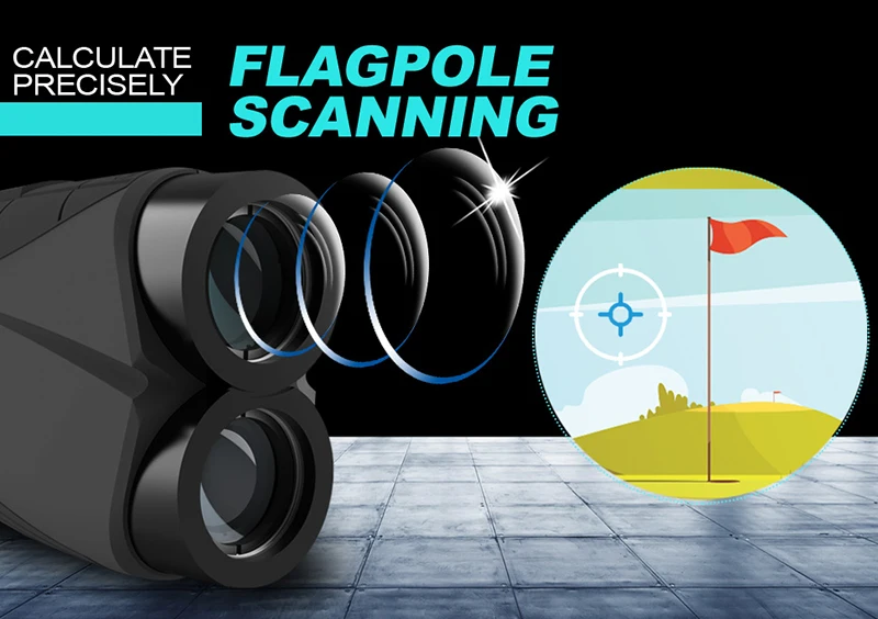 Acegmet Recarregável Golf Laser Rangefinder 600m Bloqueio Bandeira