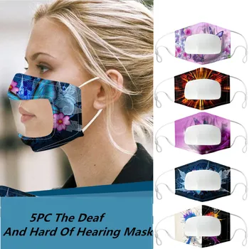 

5PCS Clear Window Visible Expression For The Deaf And Hard Of Hearing Masque Mouth Muffle Mouth Caps Facial Mask Face Shield