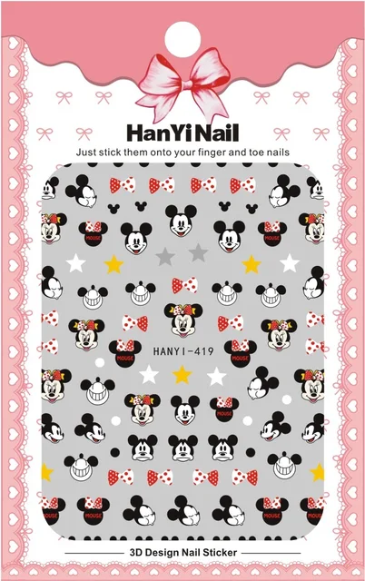 1PCS Disney Cartoon Anime Collection Star Design Nail Sticker Mickey Mouse Donald Duck Lion King Mermaid Stitch Nail Slider HANYI-419