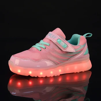 

2018 New Children Shoes Hot Light Led luminous Shoes Boys Girls USB Charging Sport Shoes Casual Led Shoes Kids Glowing Sneakers