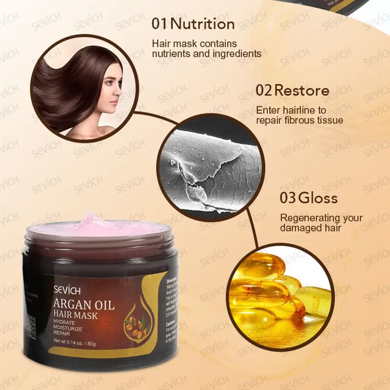 Sevich 80g Organic Argan Oil Hair Mask Repairs Damage Restore Soft For Keratin Hair & Scalp Treatment Sevich 80g Organic Argan Oil Hair Mask Repairs Damage Restore Soft For Keratin Hair & Scalp Treatment