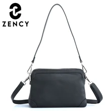 

Zency Genuine Leather Winter Women's Shoulder Bag Simple Small Vintage Handbag Commuter Female Crossbody Bags Multiple Pockets