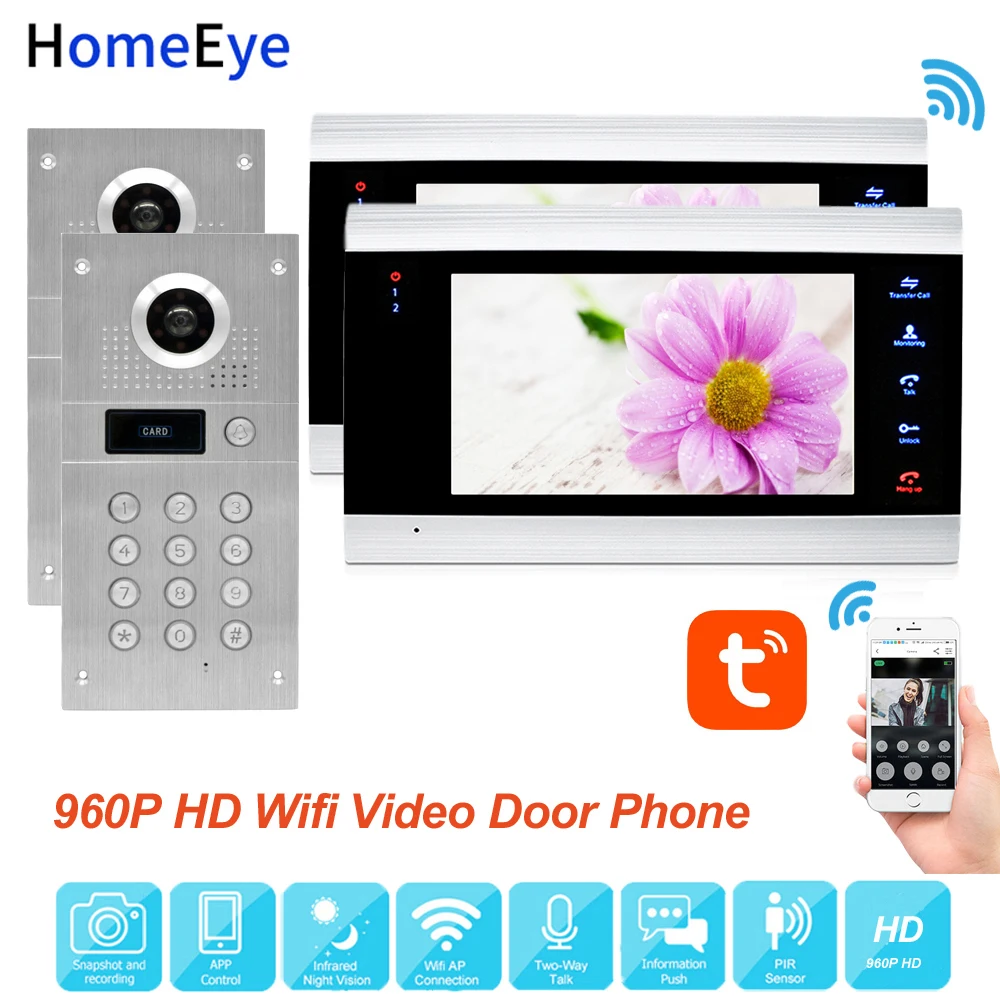 TuyaSmart App Remote Control WiFi IP Video Door Phone Video Intercom Access Control System Motion Detection Code Keypad RFID 2-2 TuyaSmart App Remote Control WiFi IP Video Door Phone Video Intercom Access Control System Motion Detection Code Keypad RFID 2-2