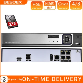 

BESDER H.264 CCTV NVR 48V PoE 4CH 1080P / 8CH 1080P Surveillance CCTV Video Recorder IEE802.3af PoE P2P ONVIF Motion Detection