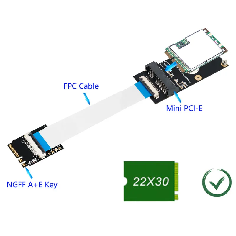 M.2 NGFF ключ A/E/A+ E к Mini PCI-E адаптер FPC кабель WiFi беспроводной адаптер поддерживает полномерную полноразмерную мини-PCI-E сетевую карту