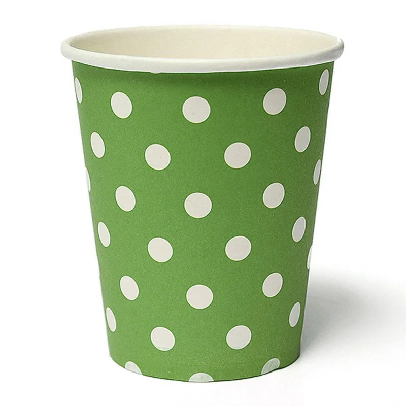 

50pcs Polka Dot Paper Paper Cups Case Disposable Tableware Wedding Birthday Decorations Green