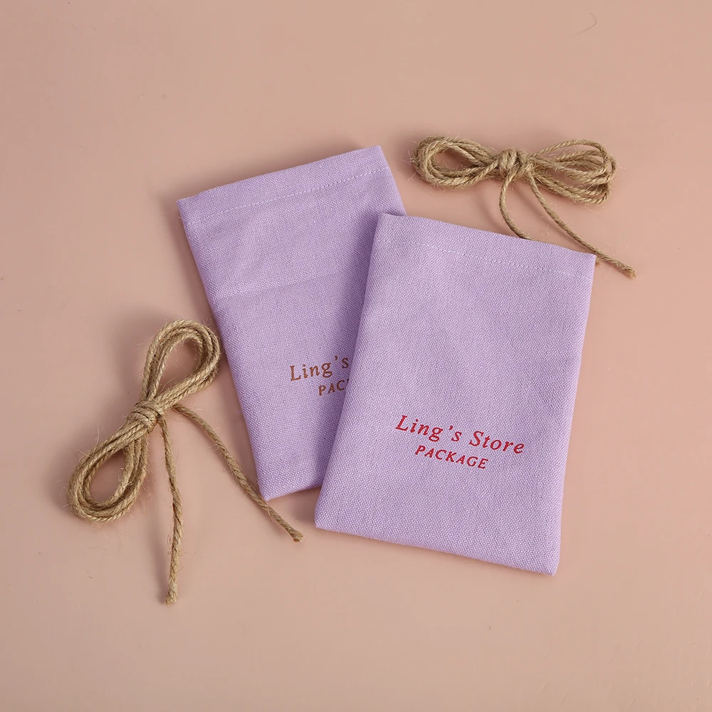 100pcs Custom logo Cotton Burlap Drawstring Bucket Jewelry Organizer Gift Bags Wedding Favors Candy Goodie Packing Storage Bags
