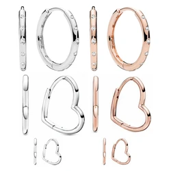 New Women For Jewelry Joyas De Plata 925 Making Accessories Fit Original DIY Designer Charms Heart Stud Sterling Silver Earrings