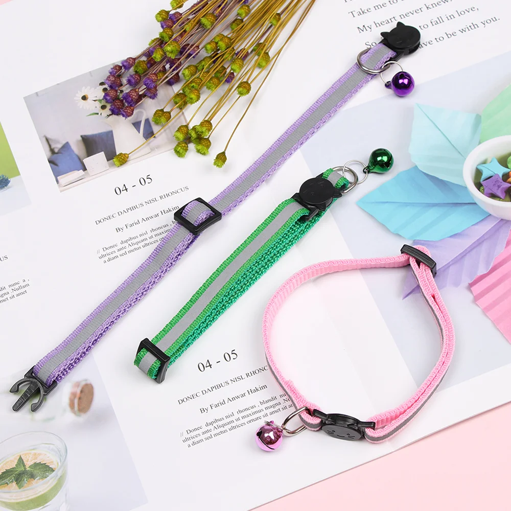 

Adjustable Nylon Dog Collars Pet Collars With Bells Charm Necklace Collar For Little Dogs Cat Collars Pet Supplies