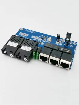 

10/100M Fast Ethernet switch Converter 20KM Ethernet Fiber Optical Media Converter Single Mode 3 RJ45 and 2 SC fiber Port PCBA