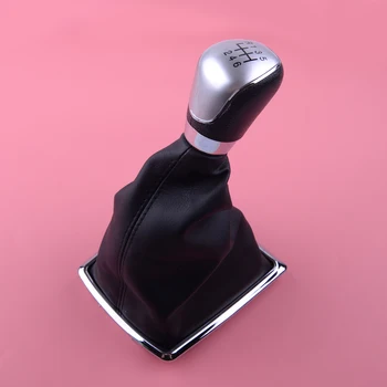 

6 Speed Gear Shift Knob Shifter Stick Lever Gaiter Boot Silver Cover Fit For Ford Focus C-Max Transit 2005 2006 2007 2008-2012