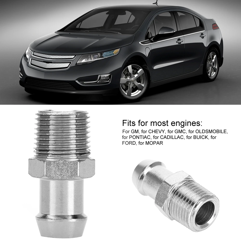 Silver Color 1/2" NPT 5/8 Barb Chrome Steel Fitting Intake Manifold