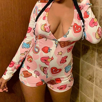 

Women Sexy Onesie Pajamas For Adults Women Sleepwear Jumpsuit Bodysuit Shorts Romper Leotard Long Sleeve Onsie Bodycon