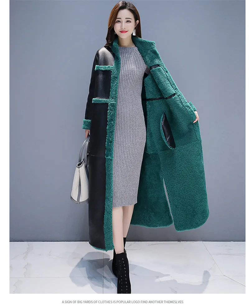 Женское пальто из овечьей шерсти, новинка, зимнее пальто размера плюс, Свободное длинное меховое пальто, двухстороннее, замшевое пальто Maix, меховое пальто из искусственной кожи