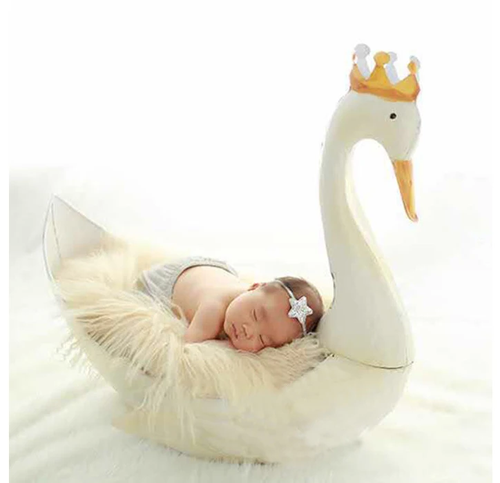 Детский реквизит для фотосъемки милый белый лебедь реквизит подарки реквизит для студийной фотосъемки новорожденных - Цвет: Белый