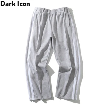 

Dark Icon Side Stripe Ankle Zipper Wide Leg Opening Pants Men Terry Cotton Street Men's Pants Trousers for Men