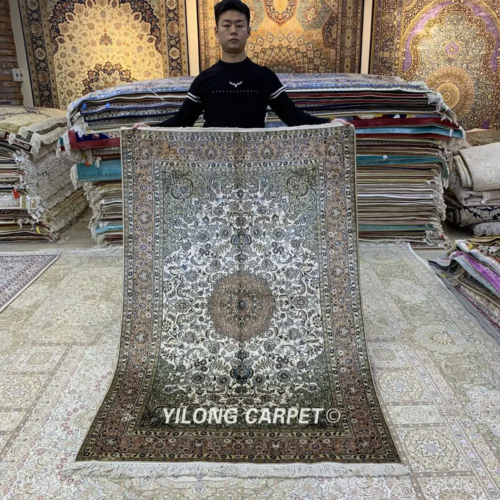 Yilong 4'x6' ручной завязанный классический персидский ковры турецкий античный изысканный Шелковый ковер(YHW1001B