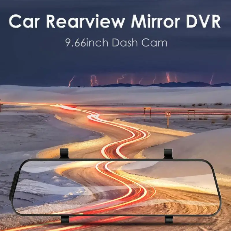 L9602 9,66 дюймов HD 1080P Видеорегистраторы для автомобилей Dash Cam диск Регистраторы Зеркало заднего вида Двойной объектив Широкий формат Зеркало заднего вида вождения Регистраторы