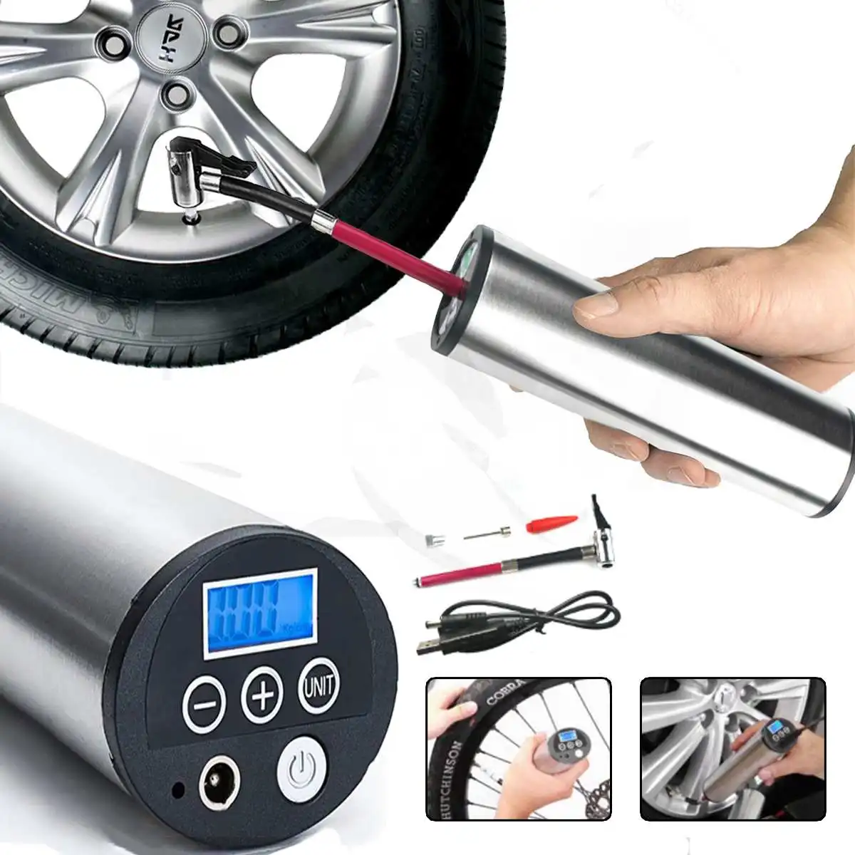 

Digital Car Air Compressor Pump Auto Motorcycle Tires Inflatable Pump Handheld Chargeable Battery 150PSI Air Pump
