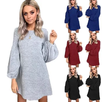 

Knitted Women O neck Sweater Pullovers Solid color Autumn Long Sleeve Basic Women Sweaters Pullover Slim Fit Black cheap Top