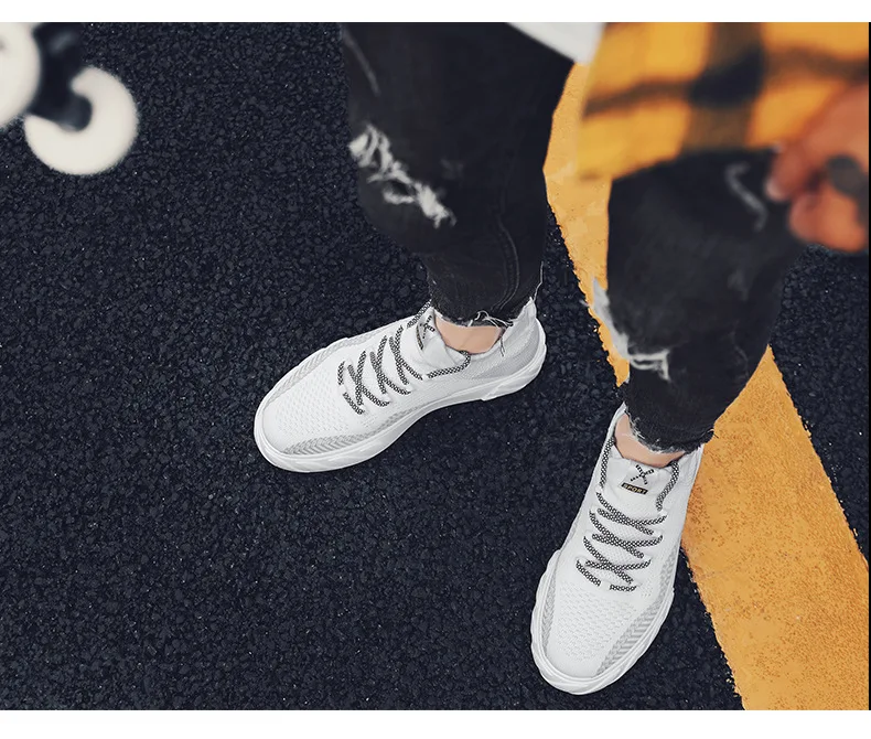 New mesh casual sneakers outdoor jogging sneakers men's laced flat soles