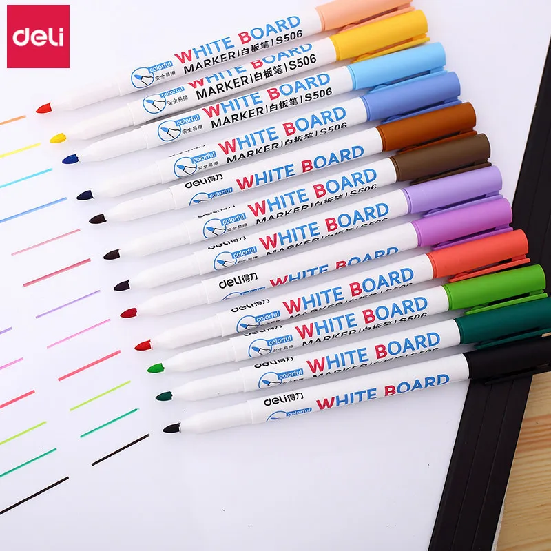 12 Colors/set Whiteboard Marker Non Toxic Dry Erase Mark Sign Fine Nib Set  - Whiteboard Marker - AliExpress